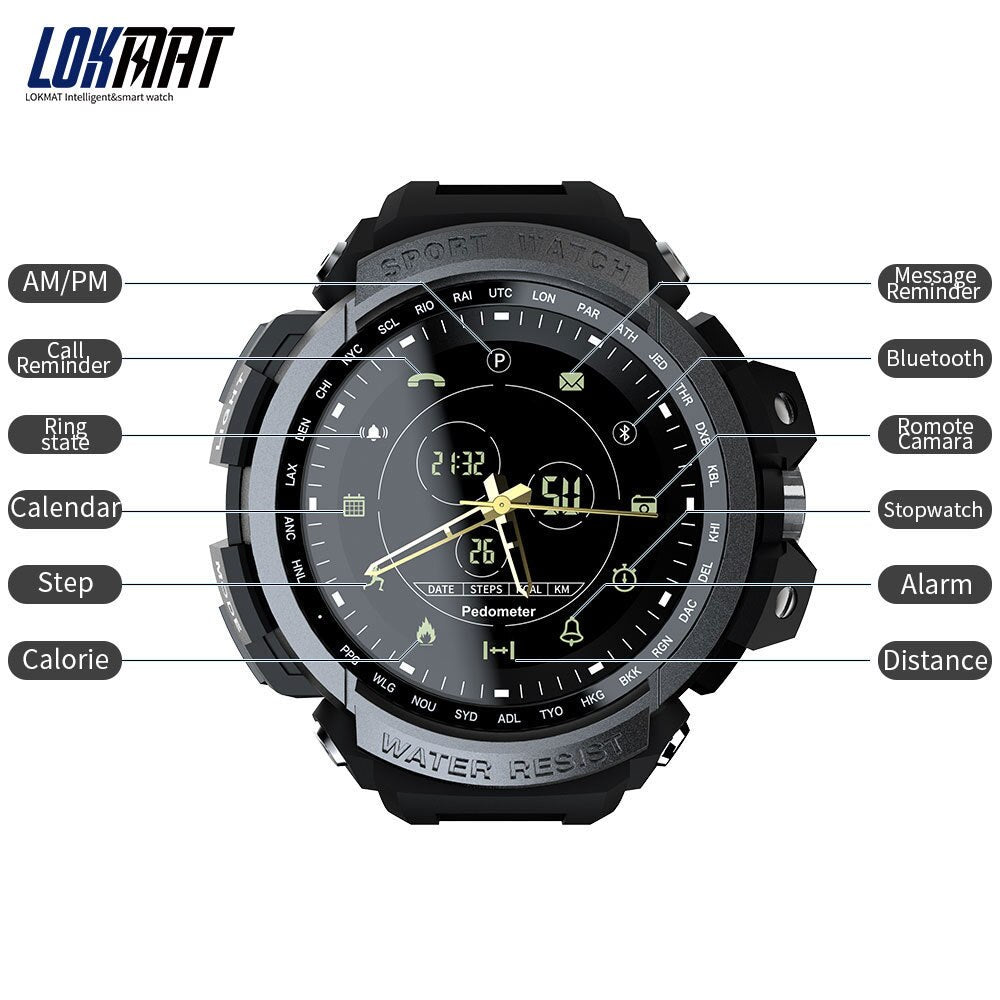 LOKMAT Sport Smart Watch Professional 5ATM Waterproof Bluetooth Call Reminder Digital Men Clock SmartWatch For ios and Android - Korvel