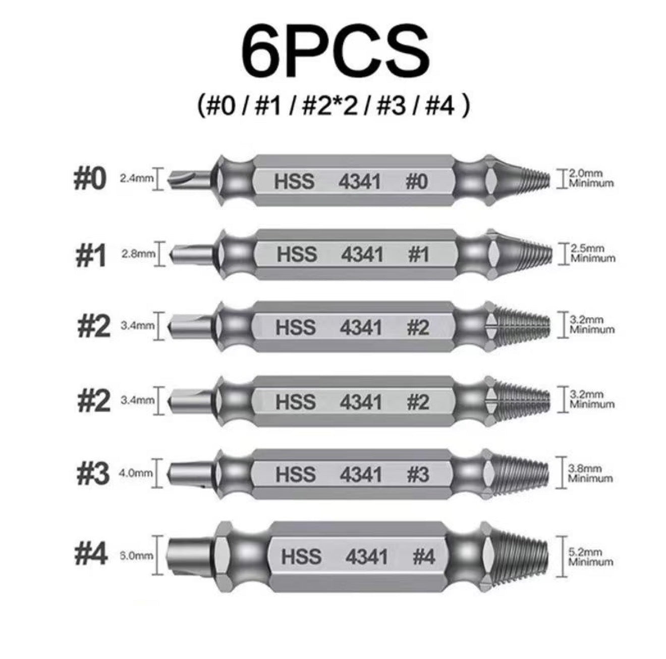 GripOut Screw Extractor Set - 6-Piece Tool Kit