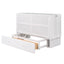 Queen Size Mobile Murphy Bed with Drawer and Little Shelves on Each Side White - Korvel