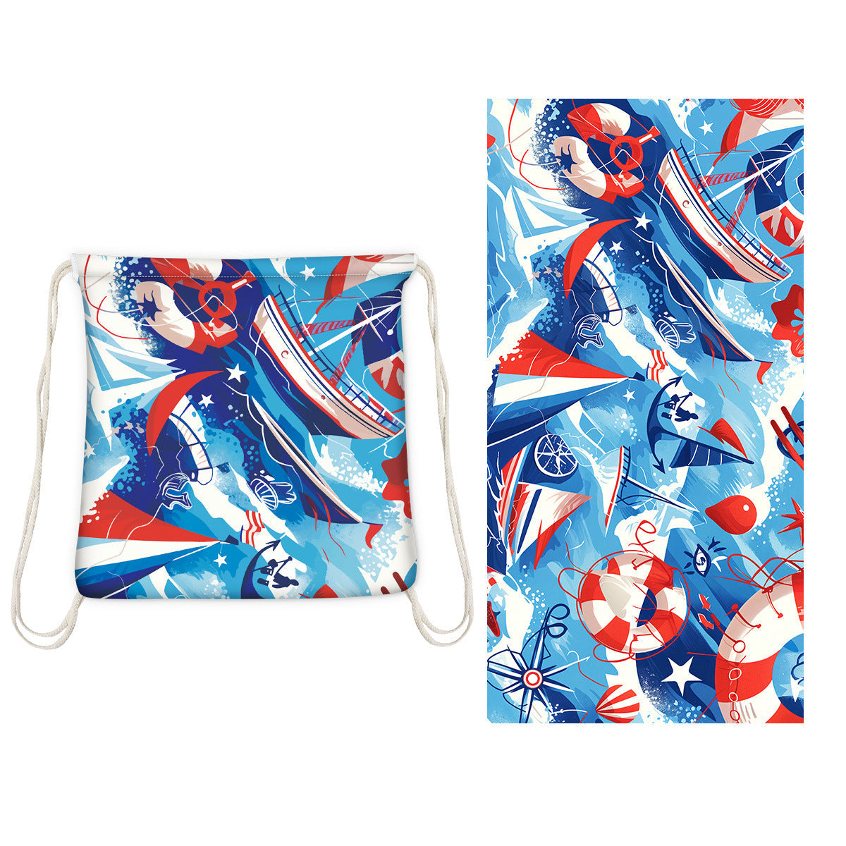 Two-in-One Foldable Beach Towel with Storage Bag