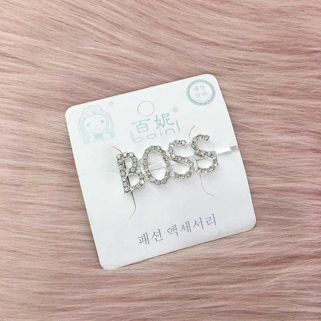 1PC Bling Letter Hairpins Headwear for Women Girls Hair Clips Pins Barrette Tools Hair Accessories - Korvel