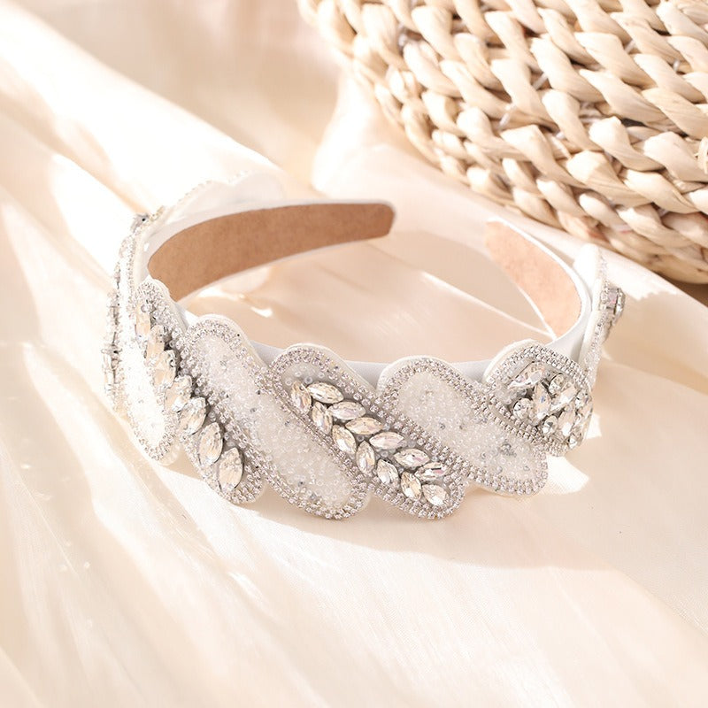 Gorgeous Mizhu Water Diamond Baroque Retro Wide Edge Hair Accessories - Korvel