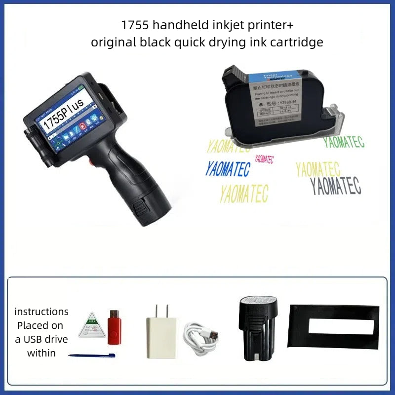 Yaomatec 1755 intelligent handheld inkjet printer assembly line batch number changing and marking machine food production date - Korvel