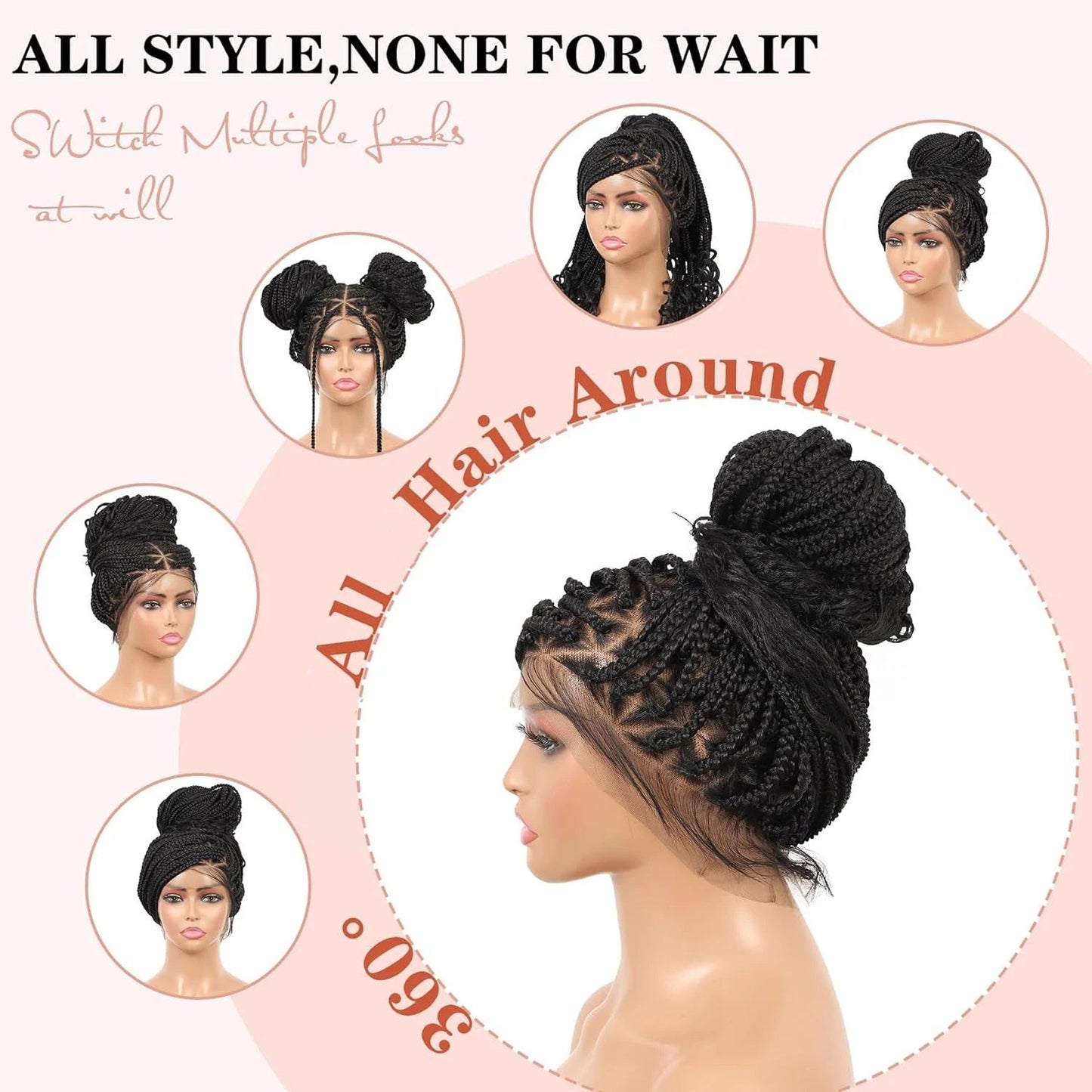 Triangle Knotless Braided Wigs 36Inch Bohemian Curly Braided Lace Front Wigs Synthetic Hand Double Lace Braid Wig - Korvel