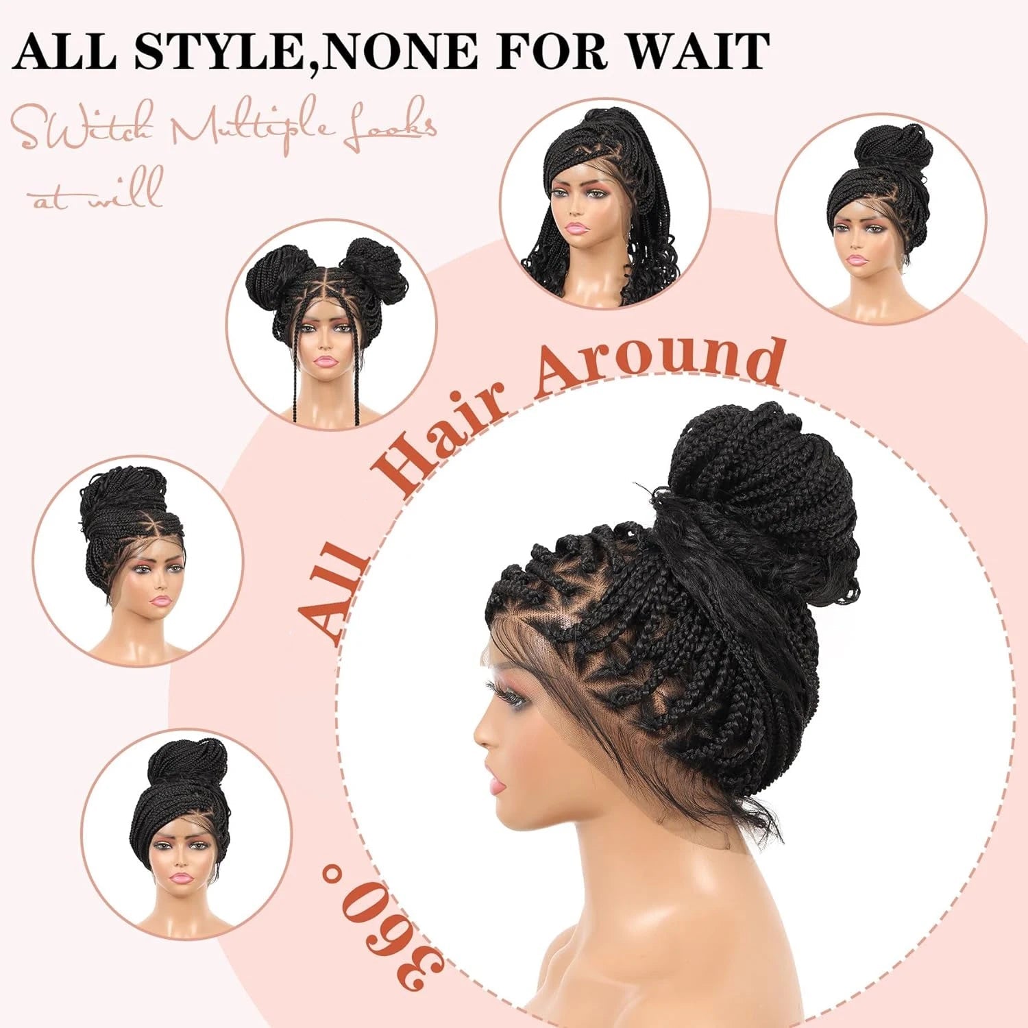 Triangle Knotless Braided Wigs 36Inch Bohemian Curly Braided Lace Front Wigs Synthetic Hand Double Lace Braid Wig - Korvel
