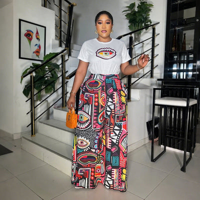 Multicolor Printed Two-Piece Set for Women