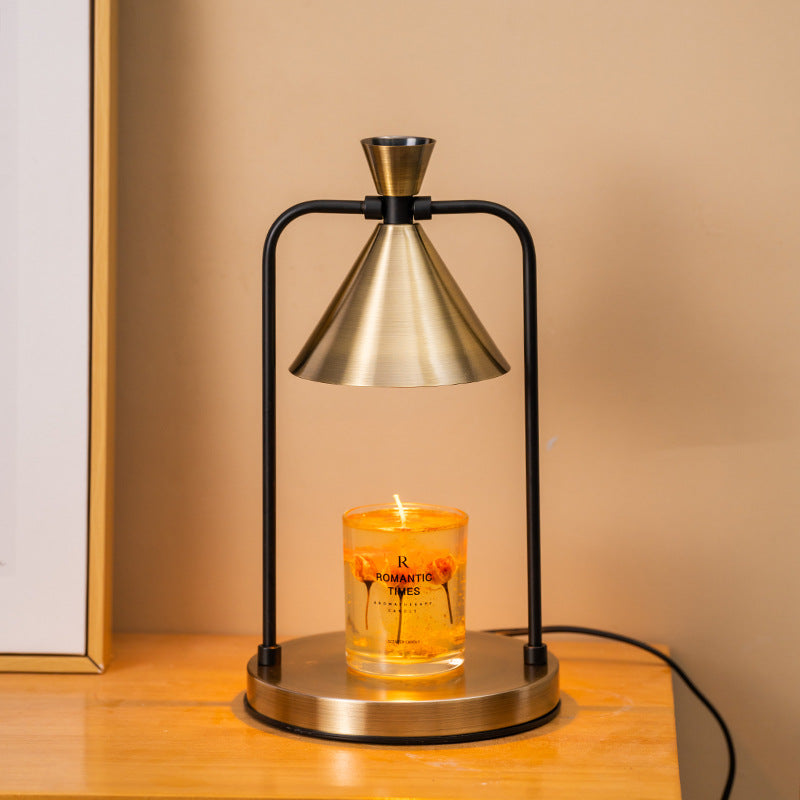 Aromatherapy desktop retro melting candle simple desk lamp bedroom dimmable melting wax lamp iron art fragrance night light - Korvel
