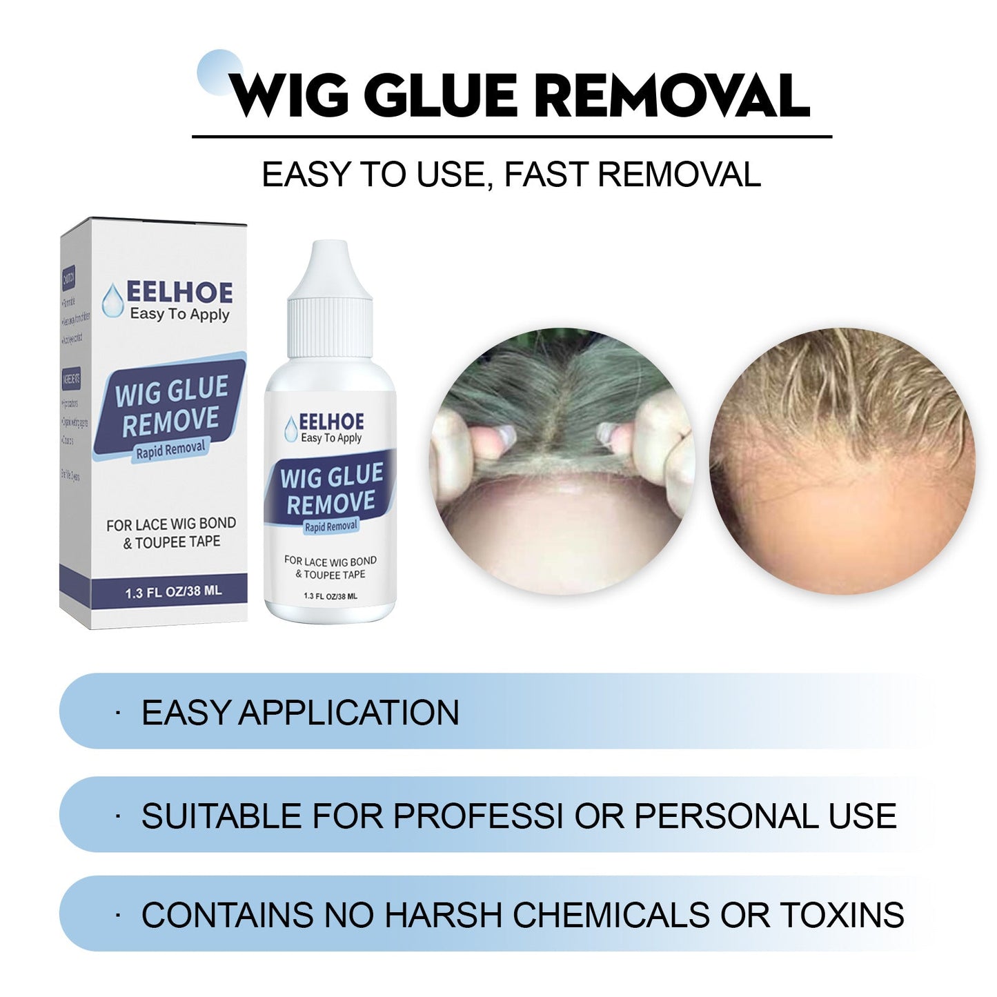 Wig Glue Remove, Skin Invisible Liquid Glue Weave Hair Repair Quickly Remove Hair Block Glue Wig Remove Glue - Korvel