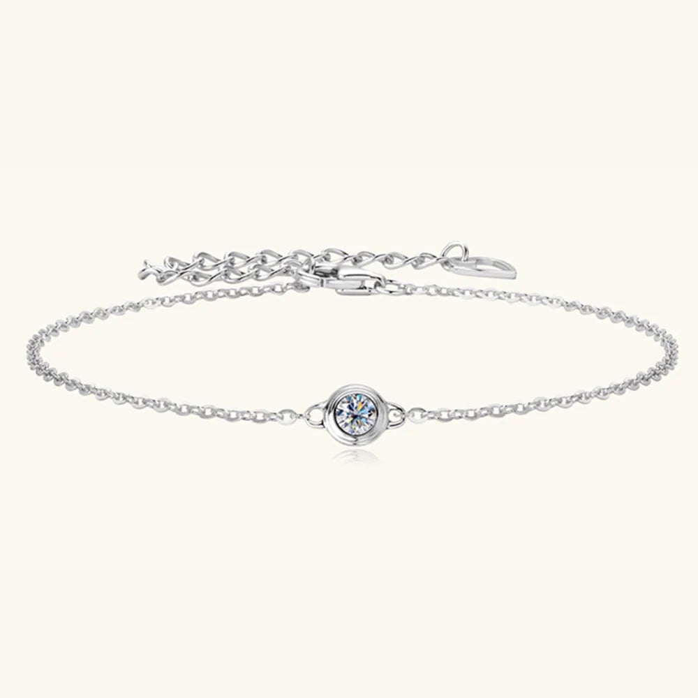 Inlaid Moissanite 925 Sterling Silver Bracelet - Korvel