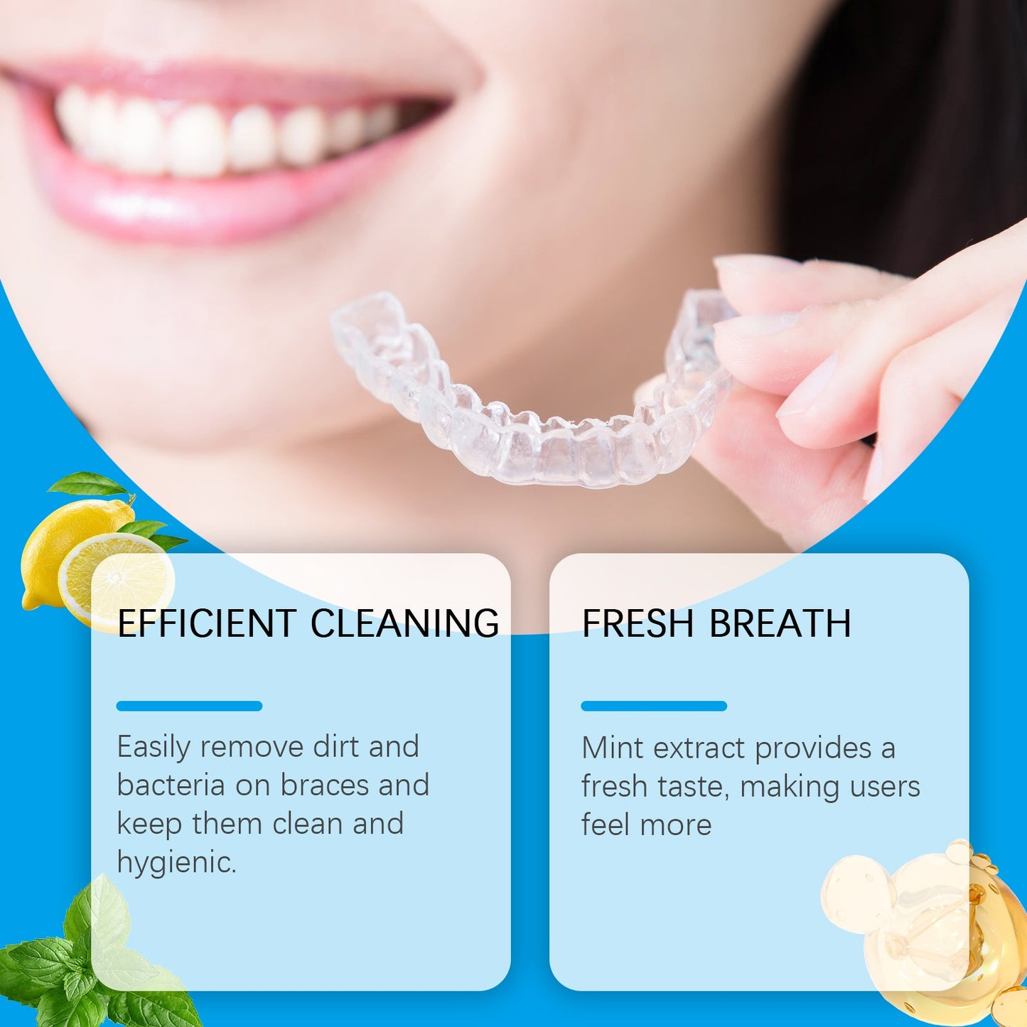 Denture Cleaner Spray, Denture Cleaner Cosmetic Teeth Denture Cleaner Spray Portable - Korvel