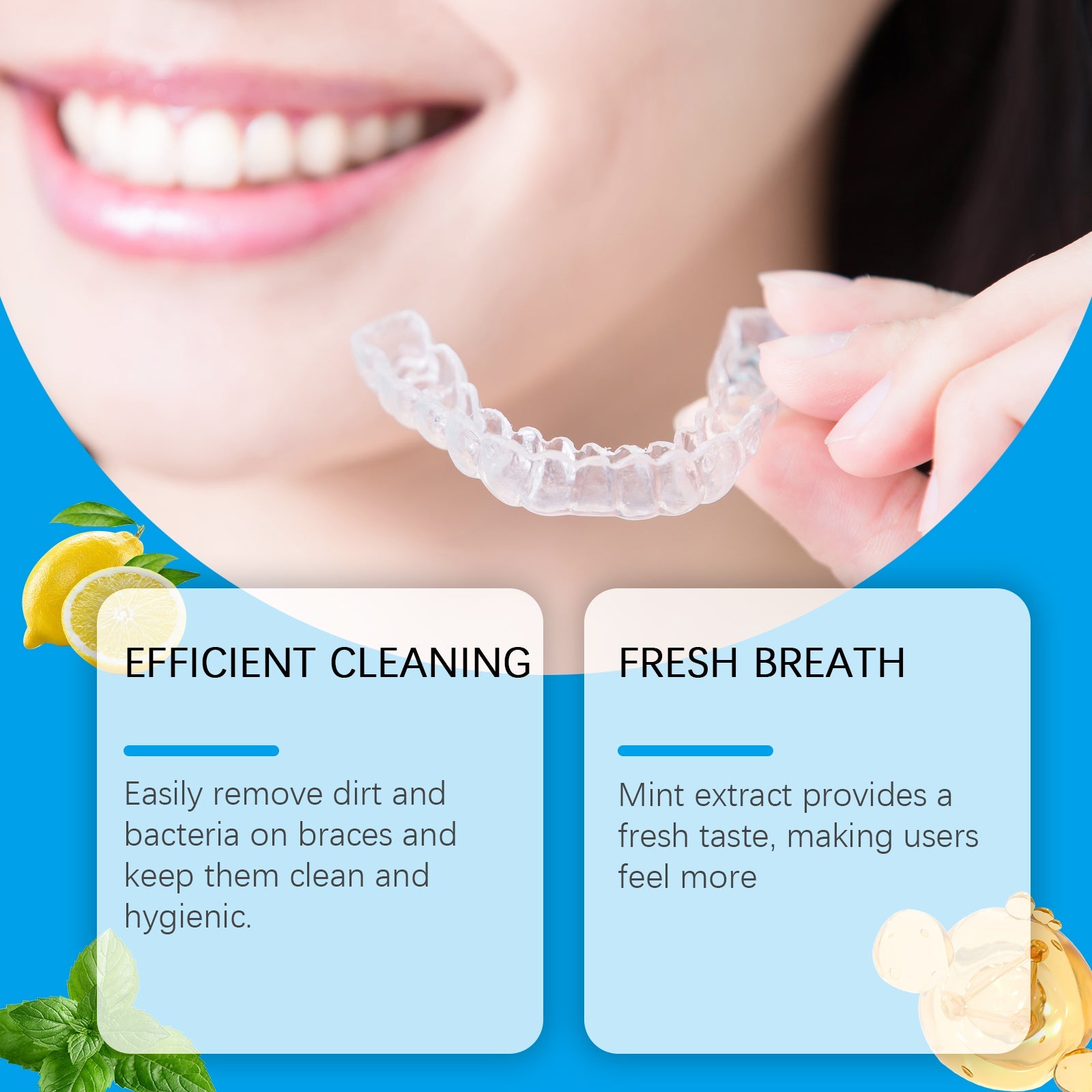 Denture Cleaner Spray, Denture Cleaner Cosmetic Teeth Denture Cleaner Spray Portable - Korvel