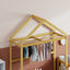 Wooden Full Size Children's Bed with Detachable Headboard and Integrated Clothes Drying Rack, Natural - Korvel