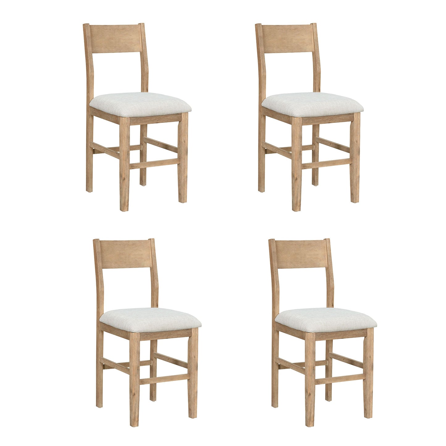 TOPMAX farmhouse countertop height 5-piece dining table set with 1 rectangular dining table and 4 brown dining chairs - Korvel