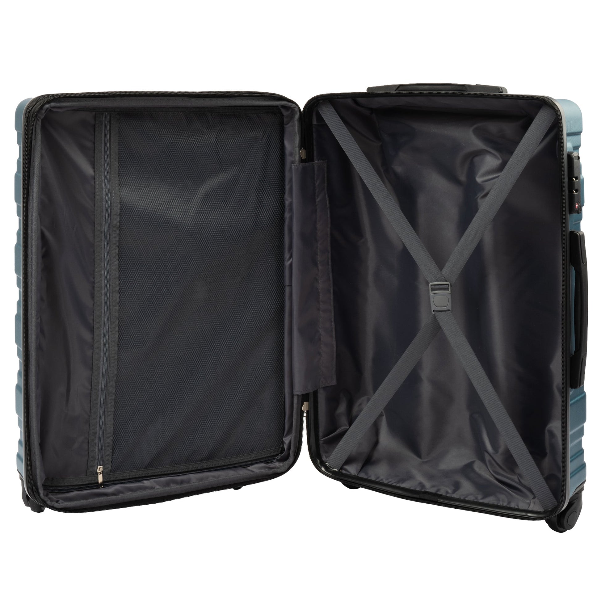 Hardshell Luggage Sets 3 Pcs Spinner Suitcase with TSA Lock Lightweight 20''24''28'' Navy + ABS - Korvel