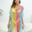Fringe Color Block Scoop Neck Cover Up - Korvel