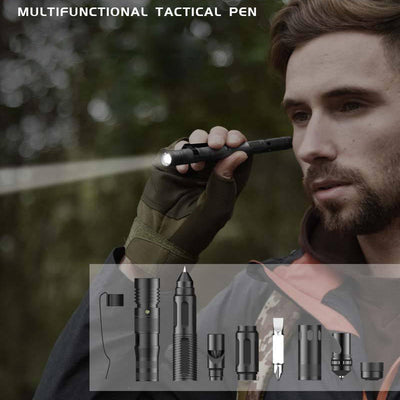 Multifunctional Tactical Pen Flashlight Defense Pen Broken Window Hammer EDC Outdoor Supplies Self-Defense Survival Tools Aluminum Alloy - Korvel