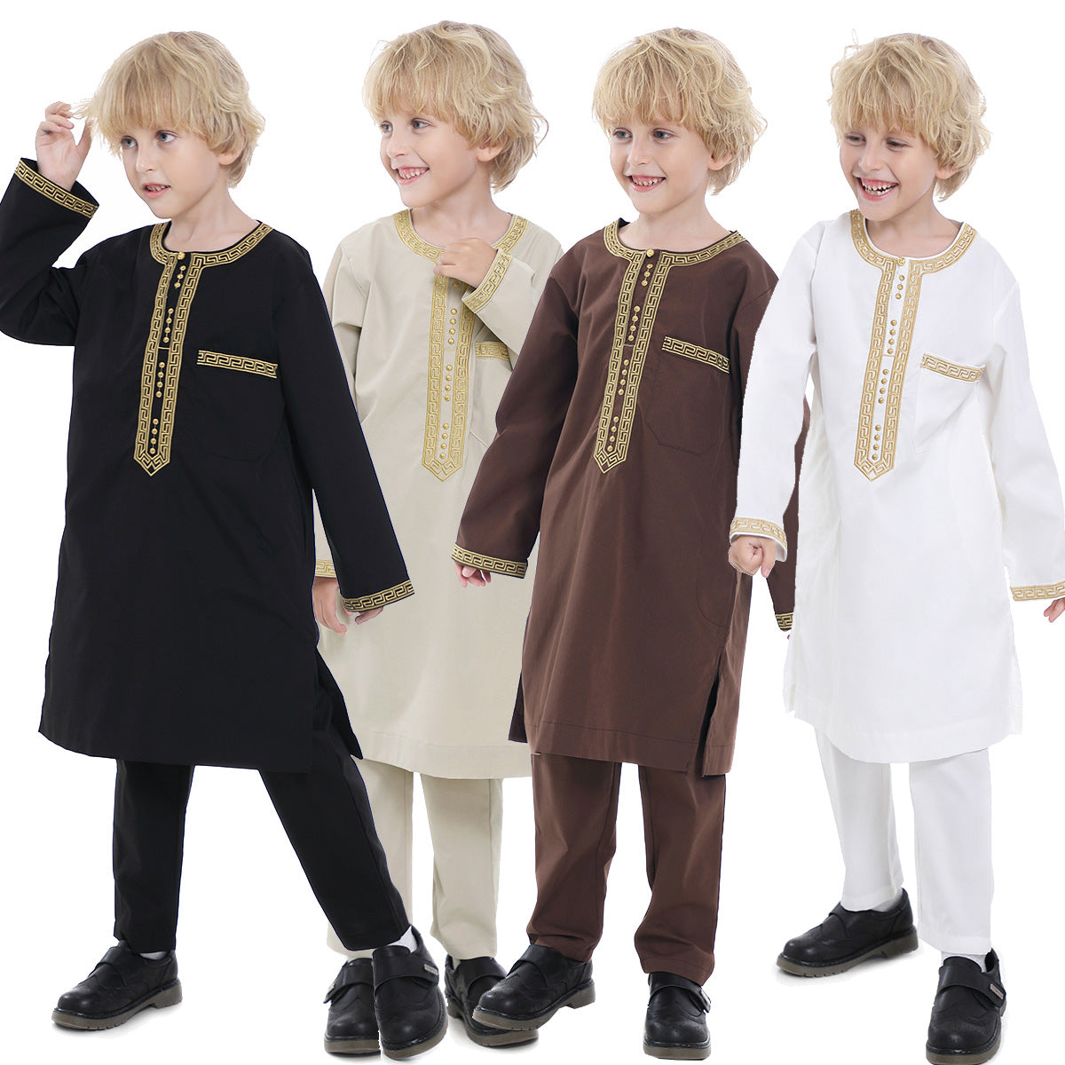 Middle Eastern teenage boy embroidered robe set - Korvel