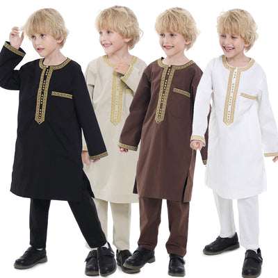 Middle Eastern teenage boy embroidered robe set - Korvel