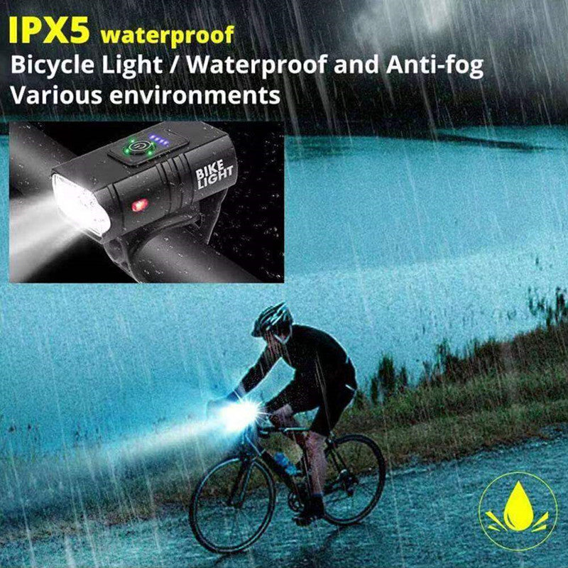 Rechargeable bicycle cycling night light USB light T6 light Strong flashlight Mountain bike front and rear light accessories - Korvel