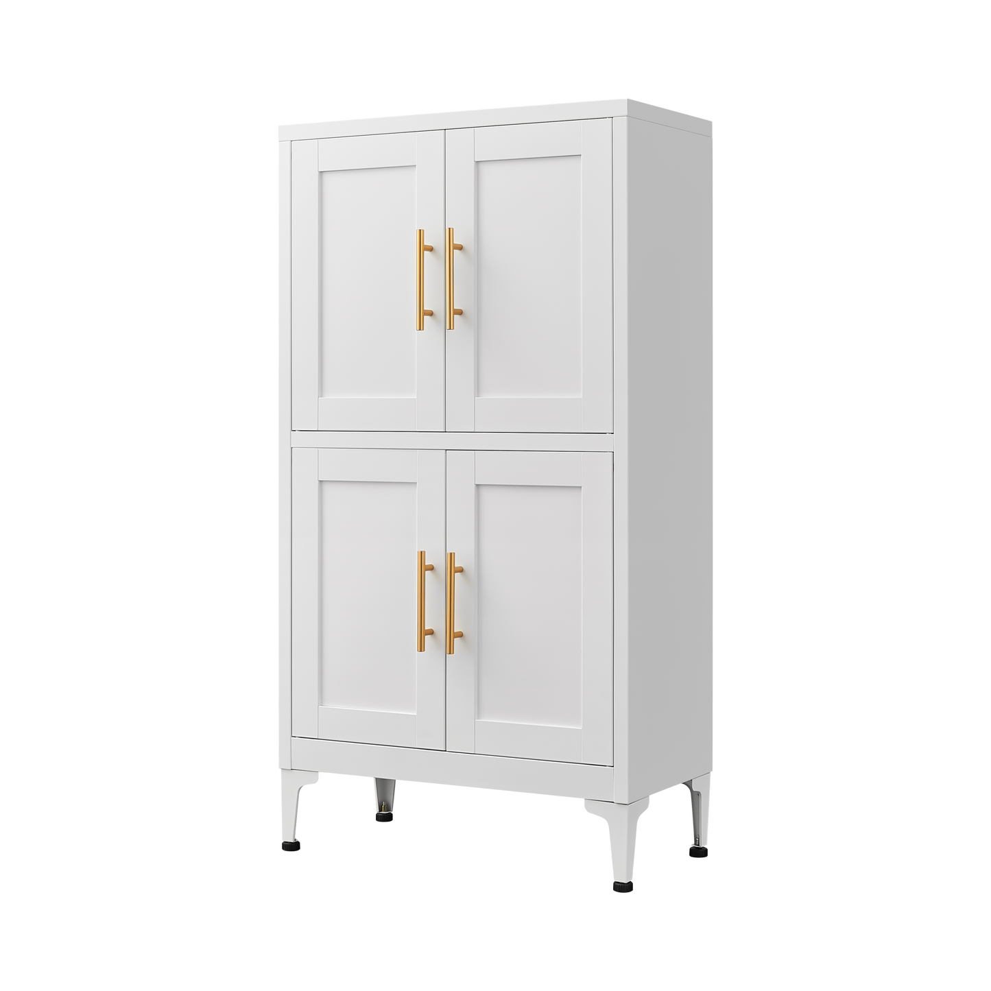 Elegante gabinete de almacenamiento de metal blanco para cocina