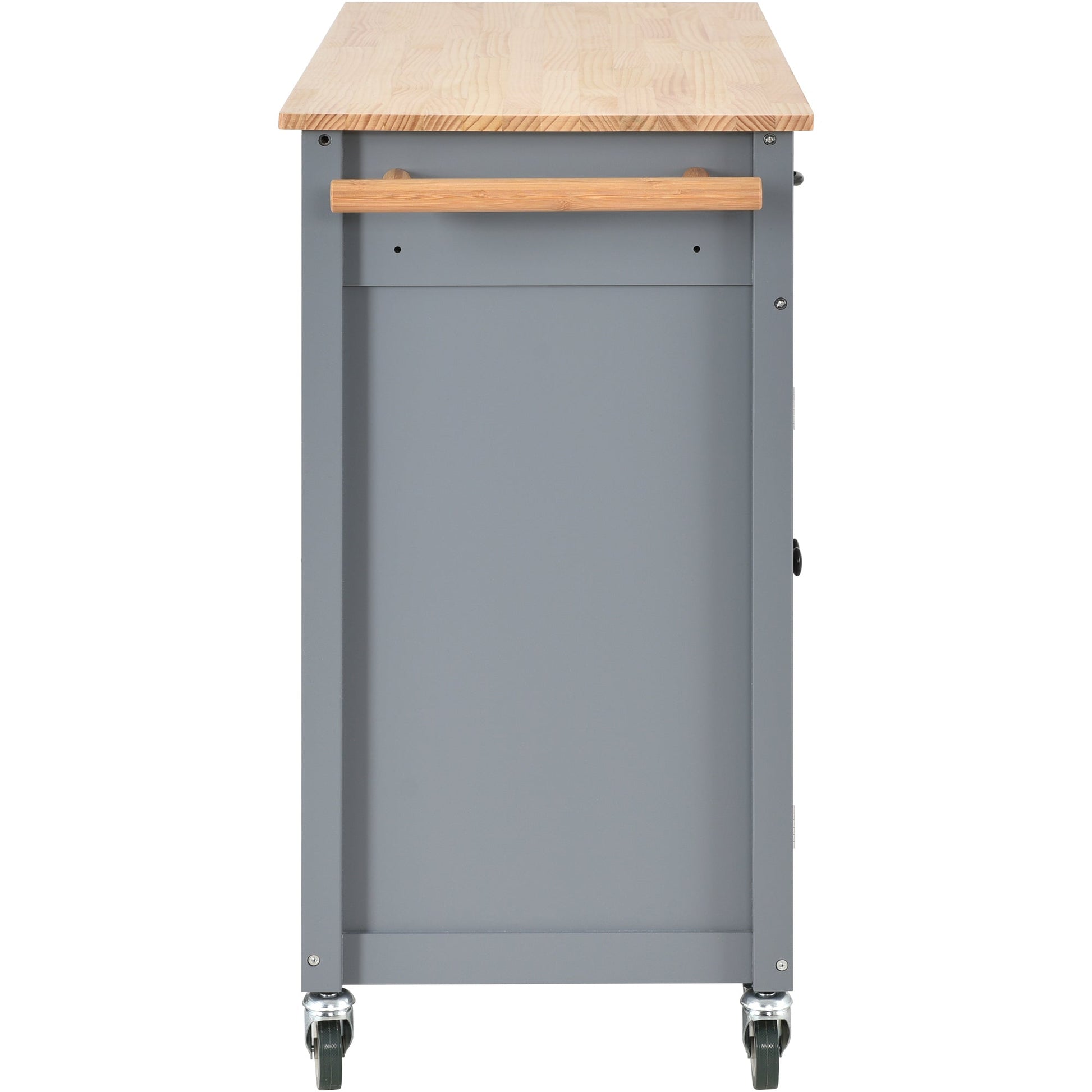 Kitchen Island Cart with Solid Wood Top and Locking Wheels 54.3 Inch Width (Grey Blue) - Korvel