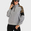 Sudadera de Manga Larga con Media Cremallera y Leopardo en Contraste