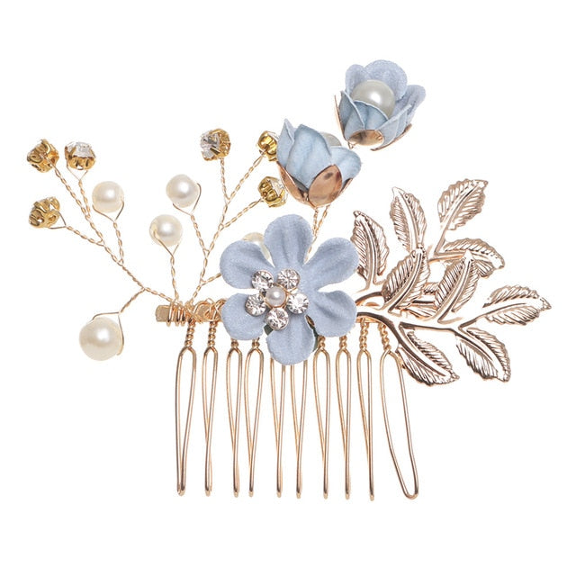 Peignes à cheveux en fleurs bleues de luxe pour les mariages et les occasions spéciales