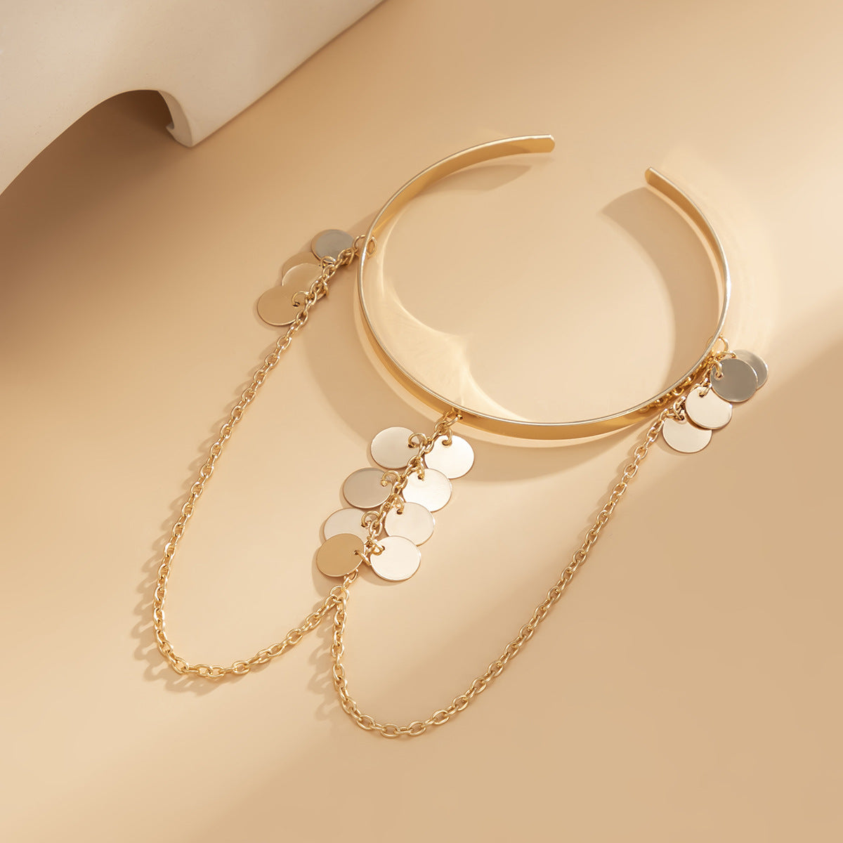 Ethnic style, personalized metal iron chain, arm chain, niche, simple, open-ended arm bracelet, arm ring, female - Korvel