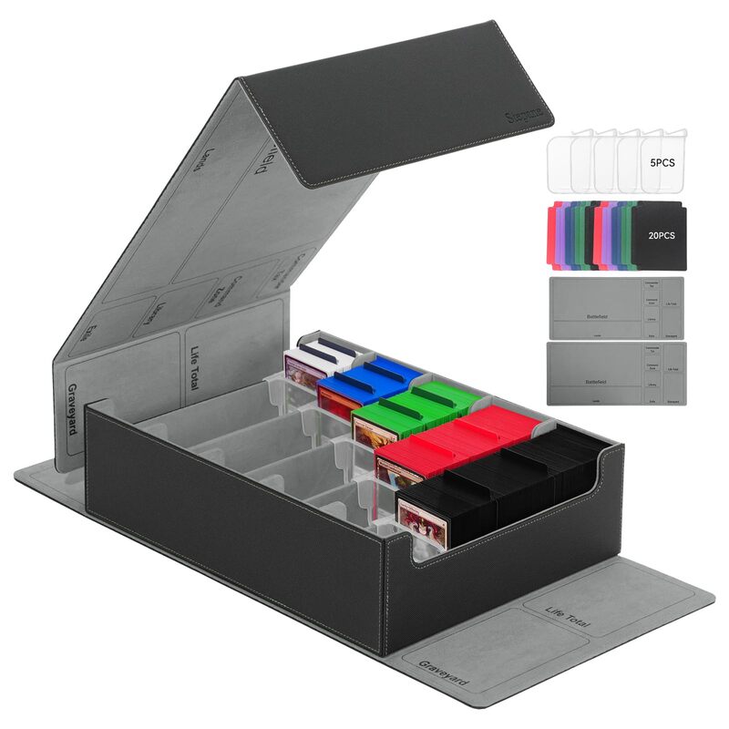 3800+ Capacity Card Storage Box. Includes 20 Dividers, 5 Supporters, Leather Magnetic Closure. Great for YuGiOh & MTG Cards. - Korvel