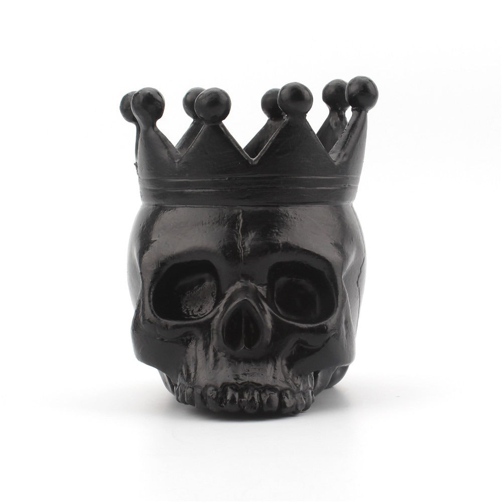 Elegant Resin Crown Skull Candle Holder