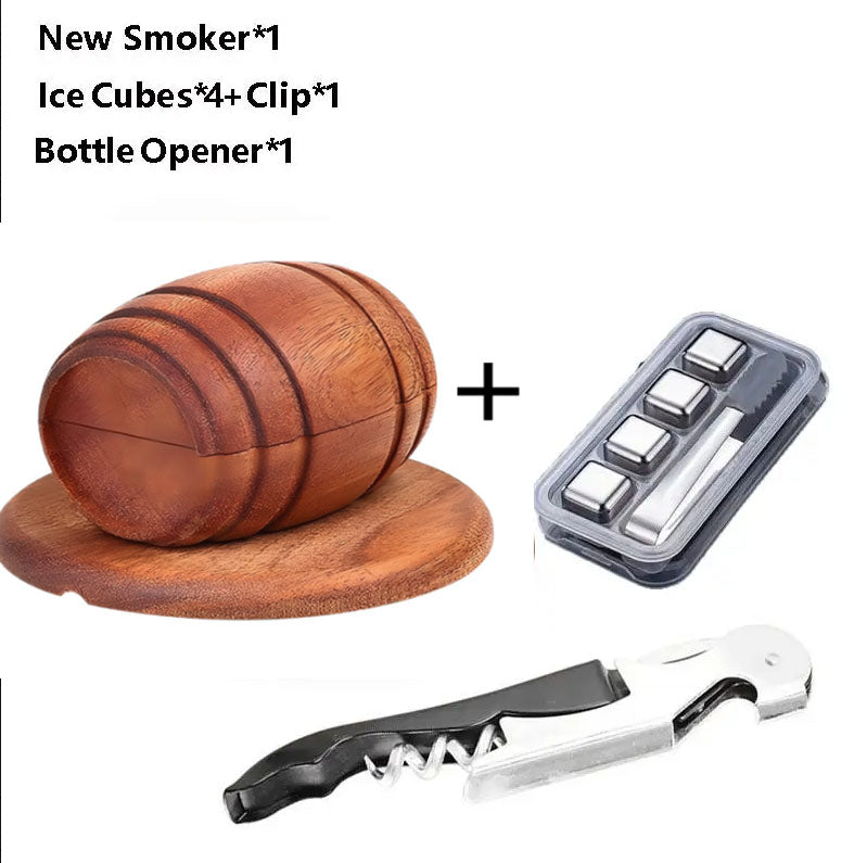 New Barrel Cocktail Smoking Kit with Wood Chips 4 Flavors Old Fashioned Drink Smoker Infuser for Bar Drinks Kitchen - Korvel