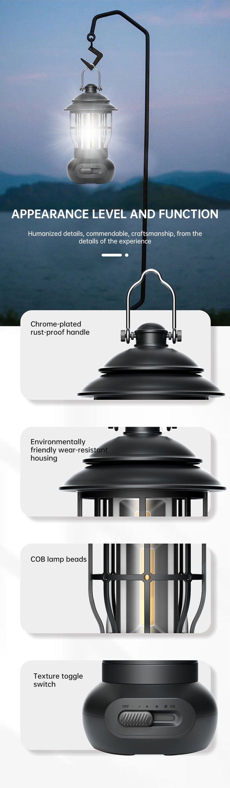 Vintage USB Camping Light for Outdoor Ambience