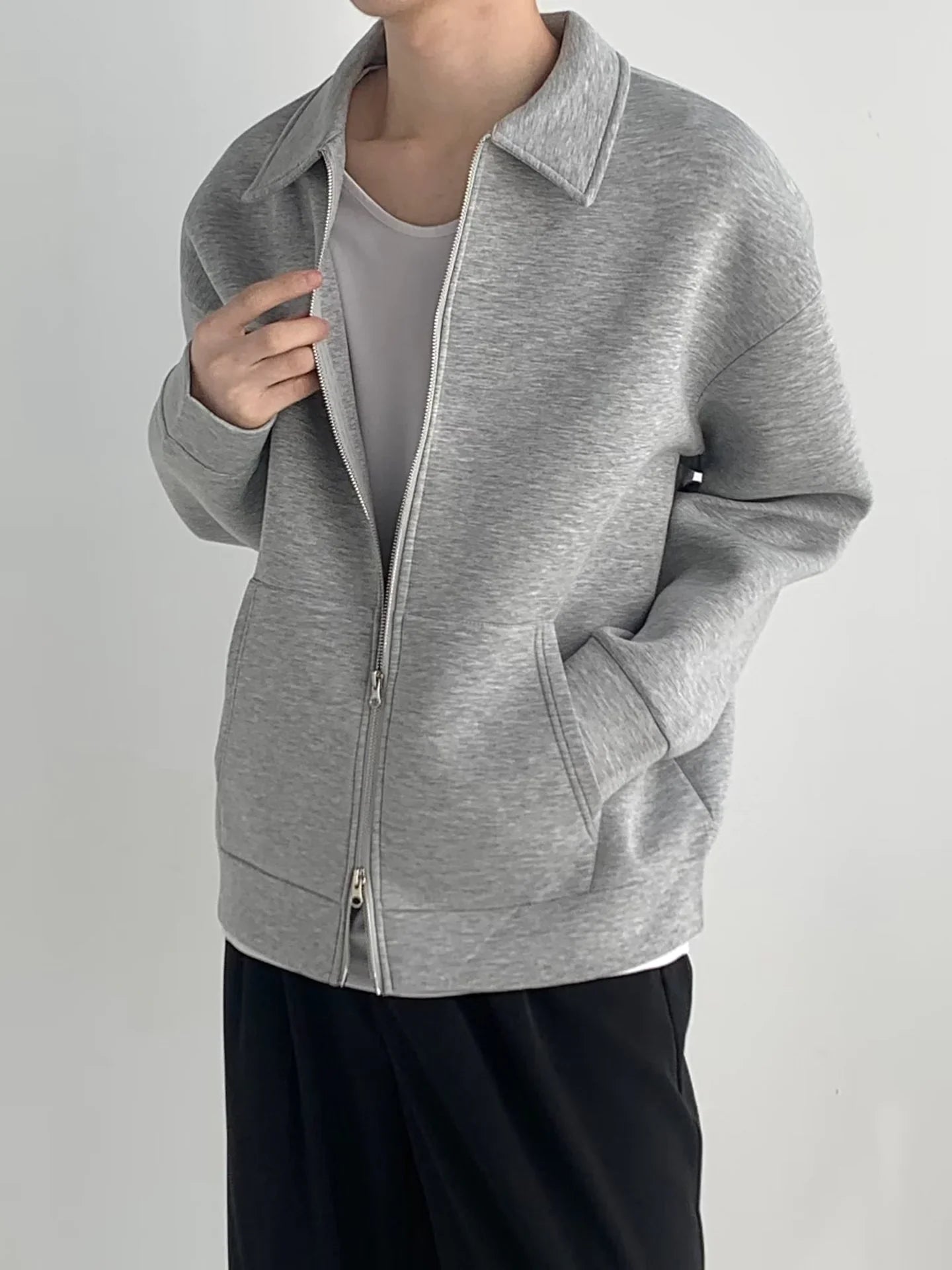 Flip Collar Zipper Coat - Classic Men's Cardigan