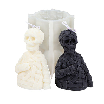 Gauze Zombie Skull Halloween Silicone Candle Mold Aromatherapy Plaster Holiday Atmosphere Decoration - Korvel