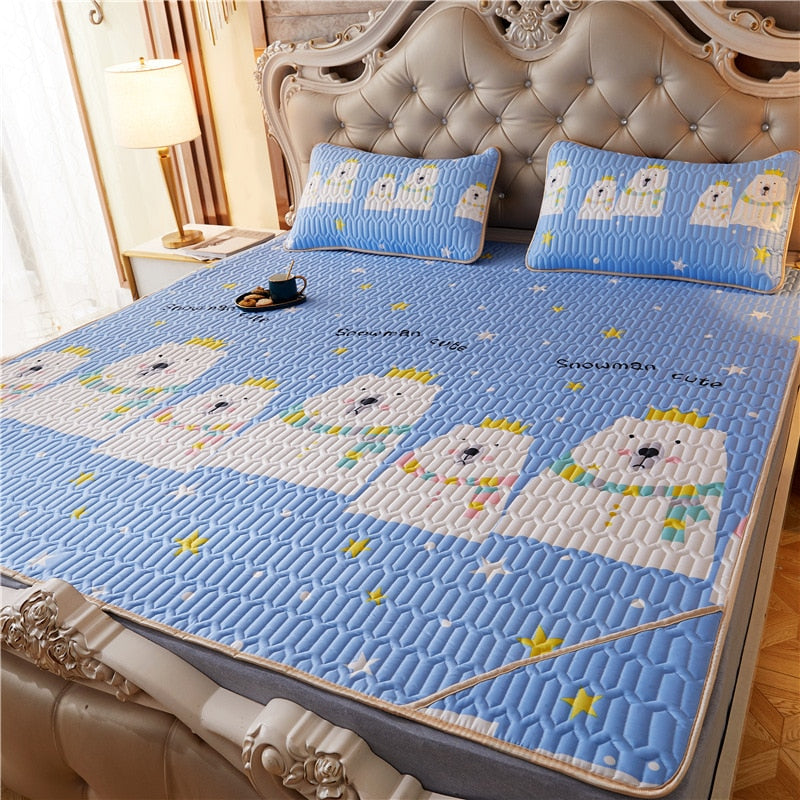 Summer Bed Sheet Ice Silk Mat Soft and Comfortable Latex Mattress Bedding Three-piece Breathable Mat for Comfortable Sleep - Korvel