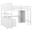 Wood Loft Bed with Cabinet and Bookshelf, Full Size Loft with Wardrobe and Desk for Kids,White - Korvel