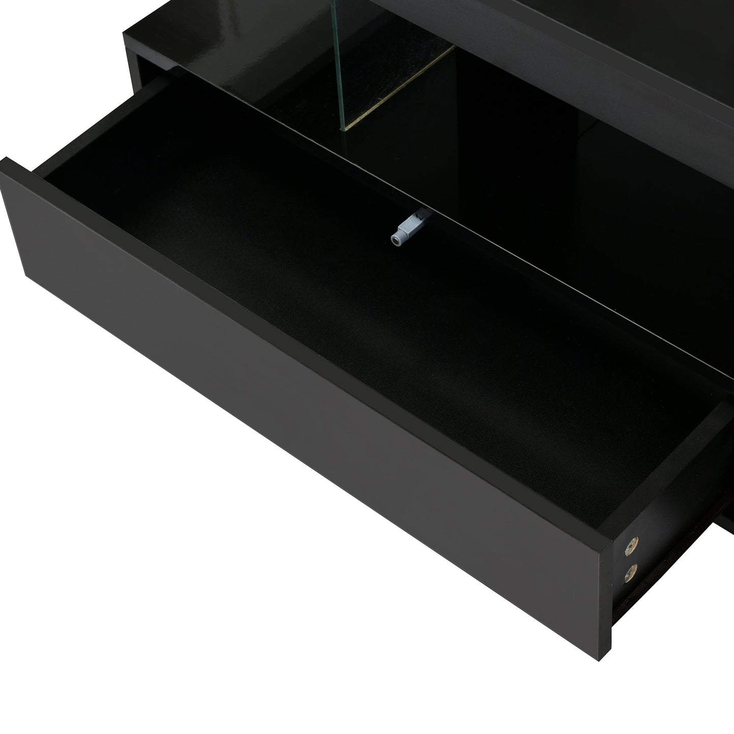 U-Can LED coffee table with storage space, modern central table with 2 drawers and display rack, equipped with LED lights, black - Korvel