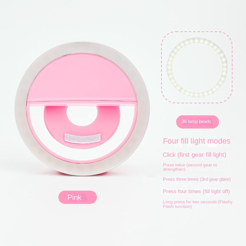 RK-12 Mobile Phone Fill Light Wholesale Live Beauty Selfie Lighting Round Flash Charging LED Fill Light - Korvel