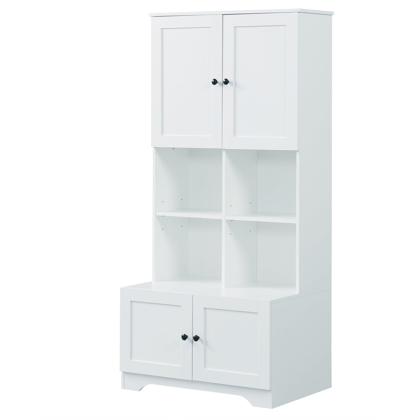 Elegant 4-Door Bathroom Storage Cabinet with Adjustable Shelves