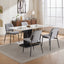 2-piece retro linen chair set with curved wooden backrest, cushioned seat, adjustable metal legs, (gray linen) - Korvel