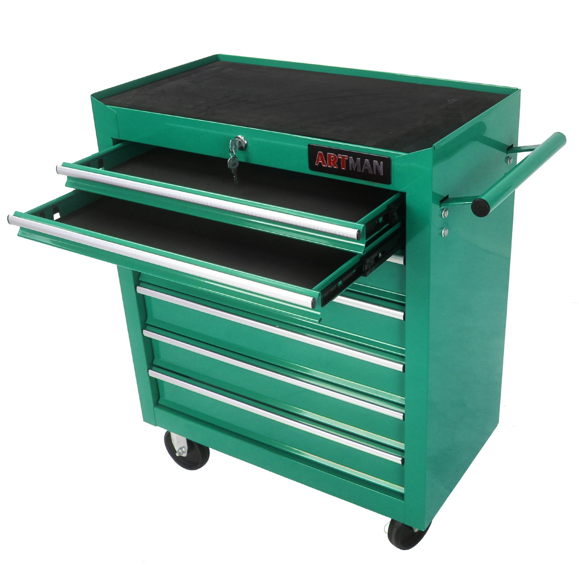 7 DRAWERS MULTIFUNCTIONAL TOOL CART WITH WHEELS-GREEN - Korvel
