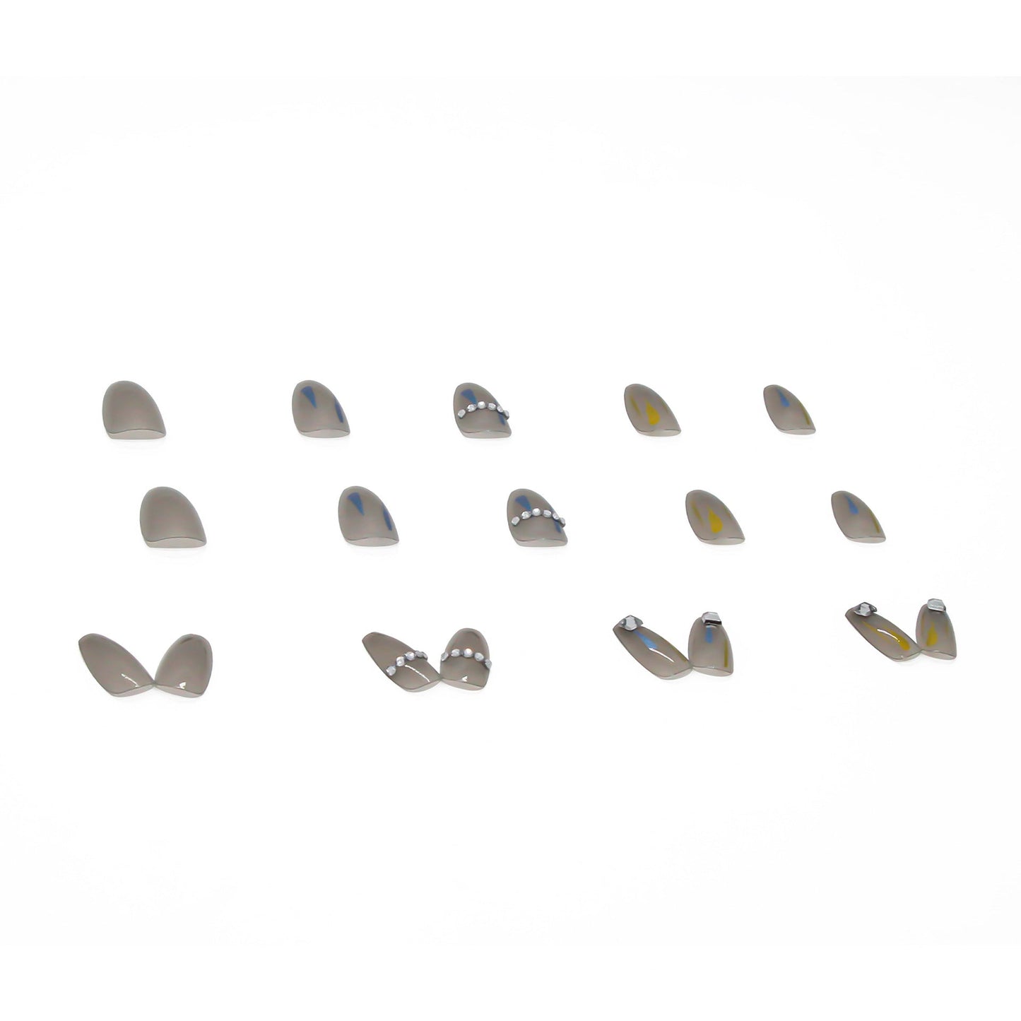 Transparent Gray Manicure Niche High-End Square Drill Wearing Nails Fake Nails Removable Nail Stickers Nail Stickers Finished Nails - Korvel