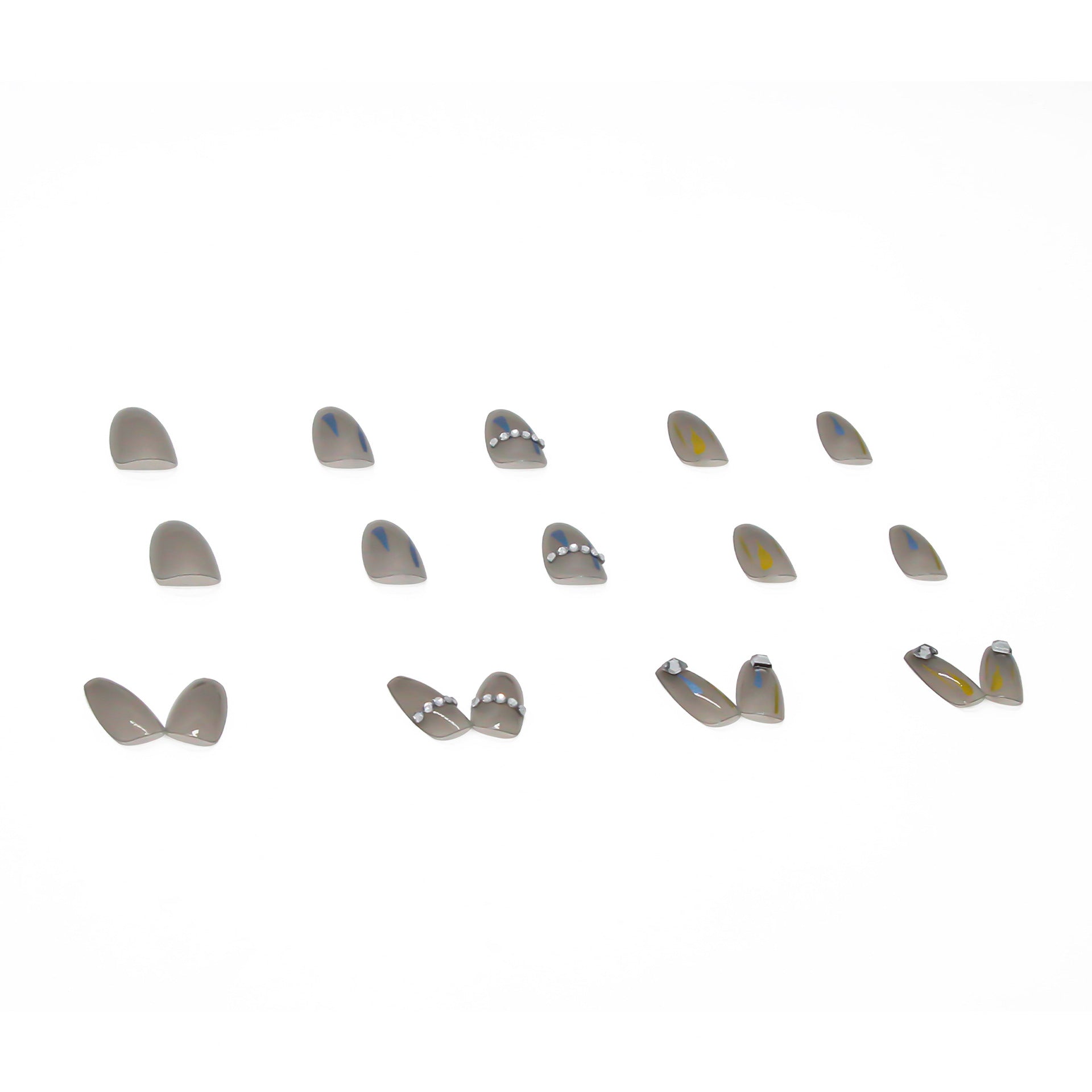 Transparent Gray Manicure Niche High-End Square Drill Wearing Nails Fake Nails Removable Nail Stickers Nail Stickers Finished Nails - Korvel