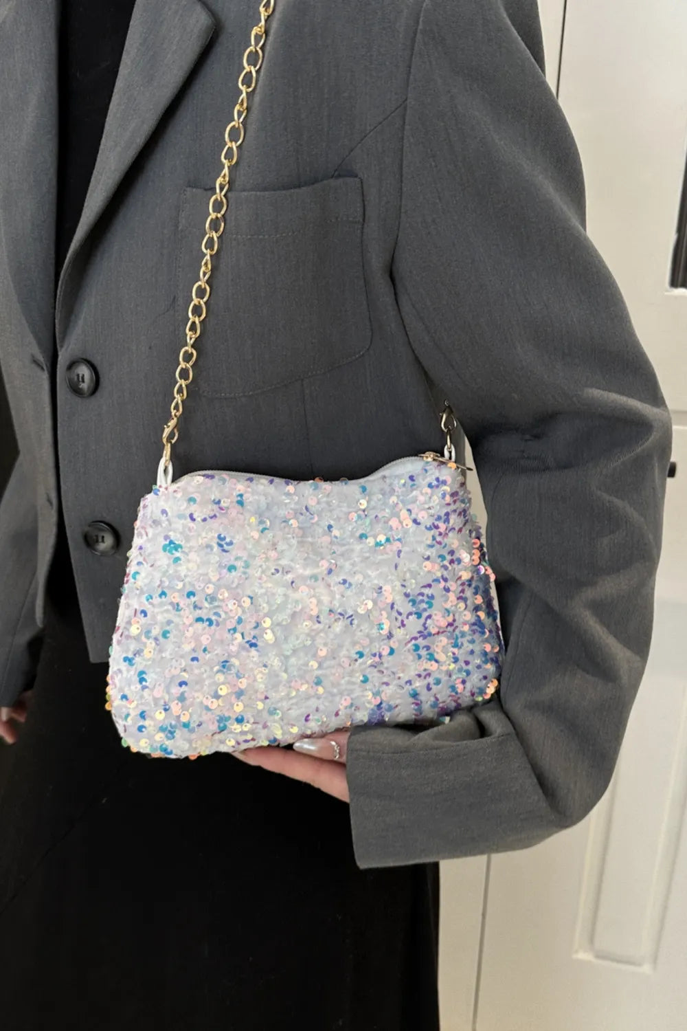 Sequin Removable Strap Shoulder Bag - Korvel