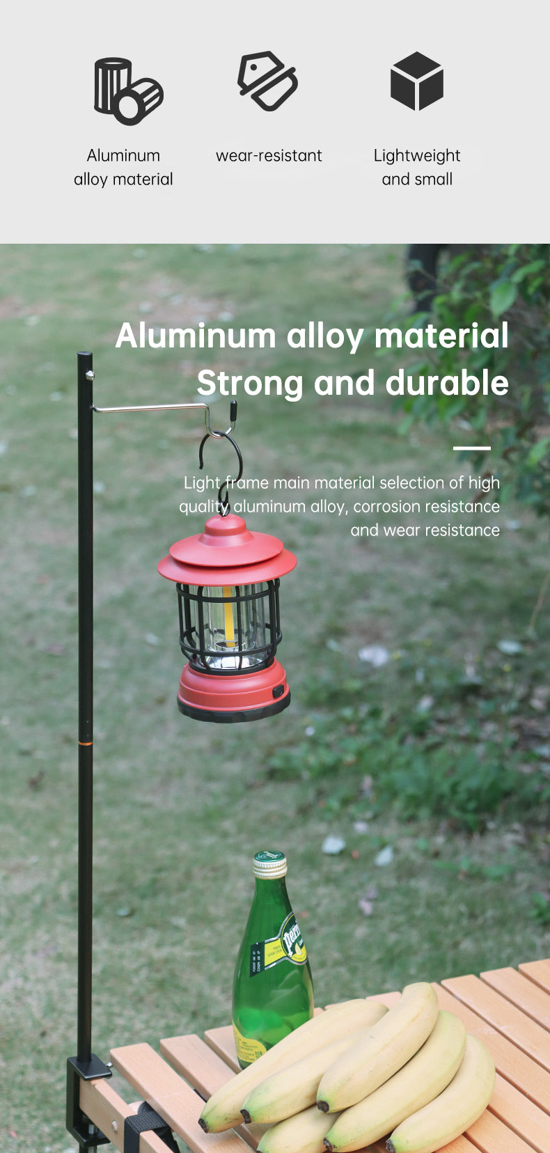 Portable Aluminum Alloy Camping Lamp Holder with Storage Bag