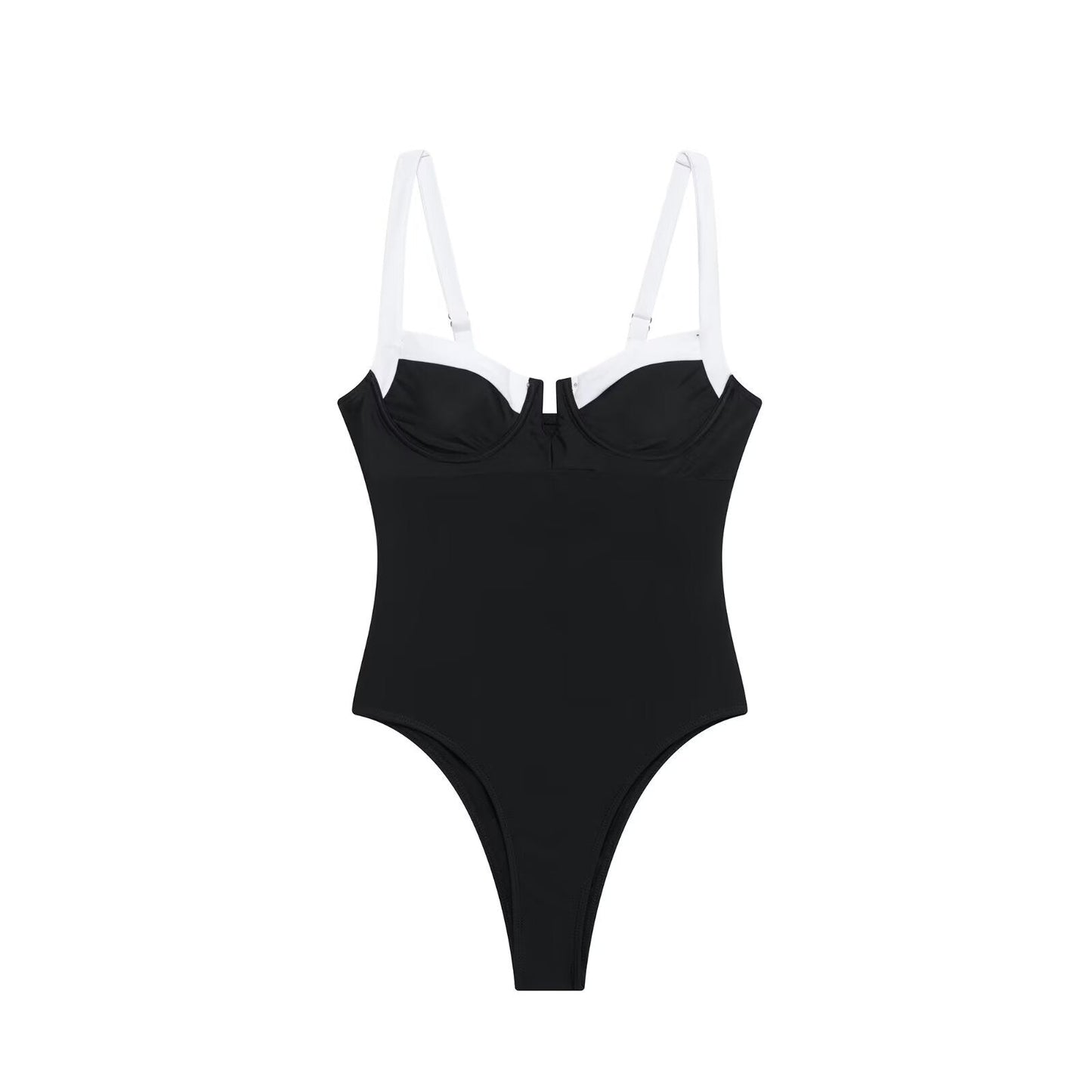 High fork V-neck vacation hot girl one-piece swimsuit female - Korvel