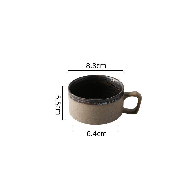 Juego de Taza de Café y Plato de Cerámica Artesanal Gruesa