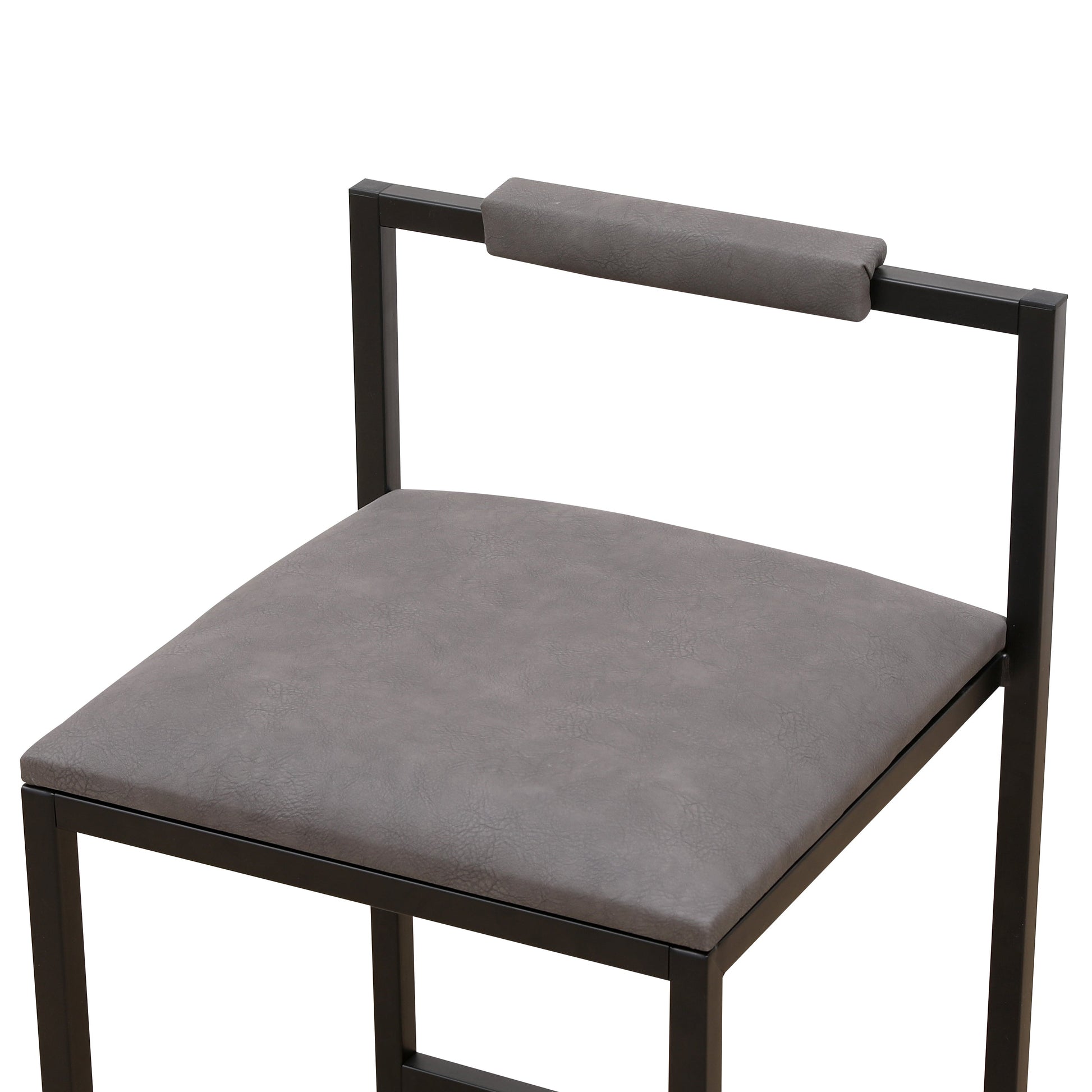 Set of 2 Counter Height Barstools Kitchen Island Stools (Gray with Back) - Korvel