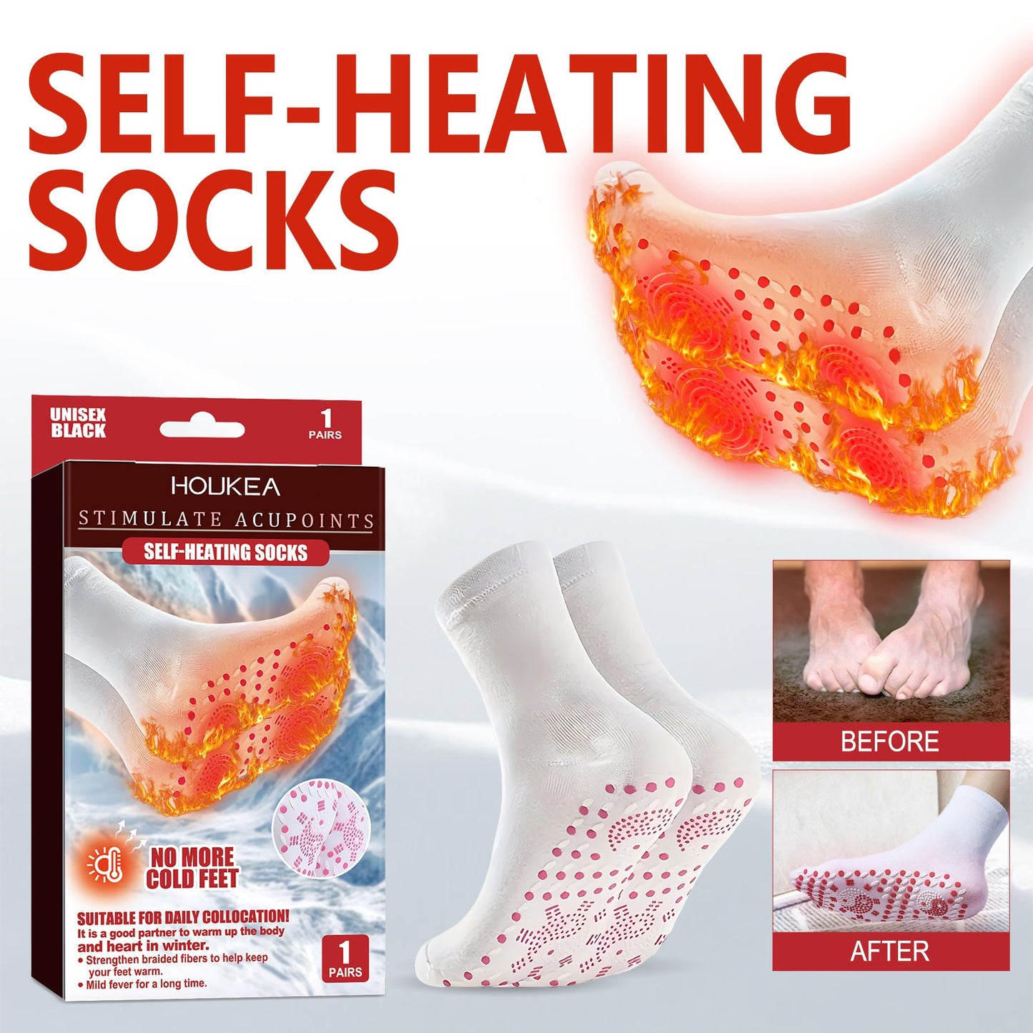 Chaussettes de pied auto-chauffantes premium pour un confort hivernal