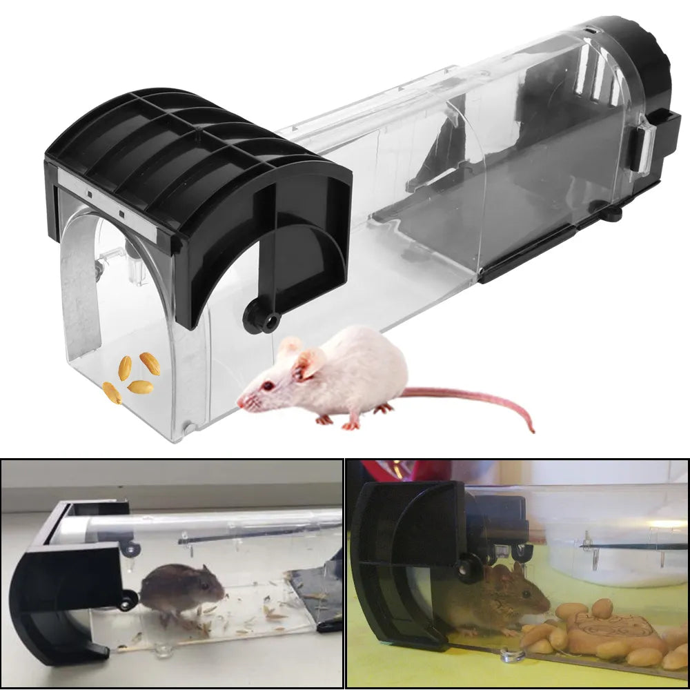 Safe Firm Humane Reusable Plastic Rodents Trap Household Mouse Catcher Smart Self-locking Mousetrap for Indoor Outdoor Garden - Korvel